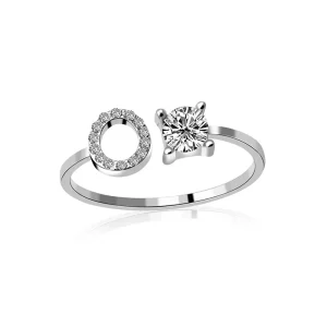 Fashion Jewelry 26 Letter Rings For Women Lady Creative Cubic Zirconia Open Finger Ring Silver Color Party Gifts 1