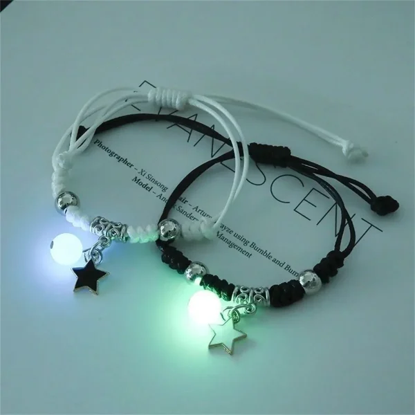 Fashion Luminous Beads Star Couple Bracelet For Women Men Charm Cat Flower Heart Key Lock Cross Matching Friend Bracelet Jewelry 1