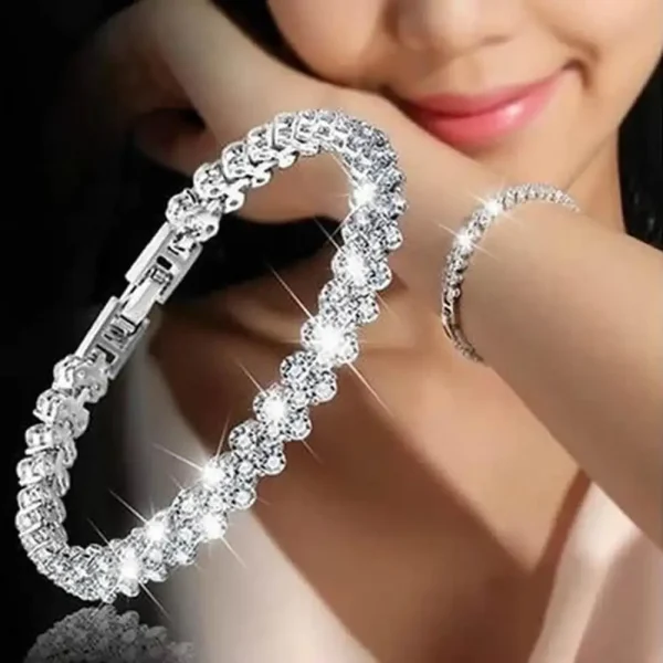 Elegant Bracelet for Women Chain Cubic Zircon Rhinestone Shiny Inlaid Bangle Bracelet Gifts 1