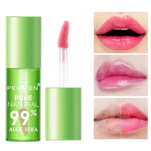 1PCS Moisturizing Natural Aloe Essence Lip Gloss Changable Color Portable Waterproof Long Lasting Nutritious Lips Care Lipstick 1