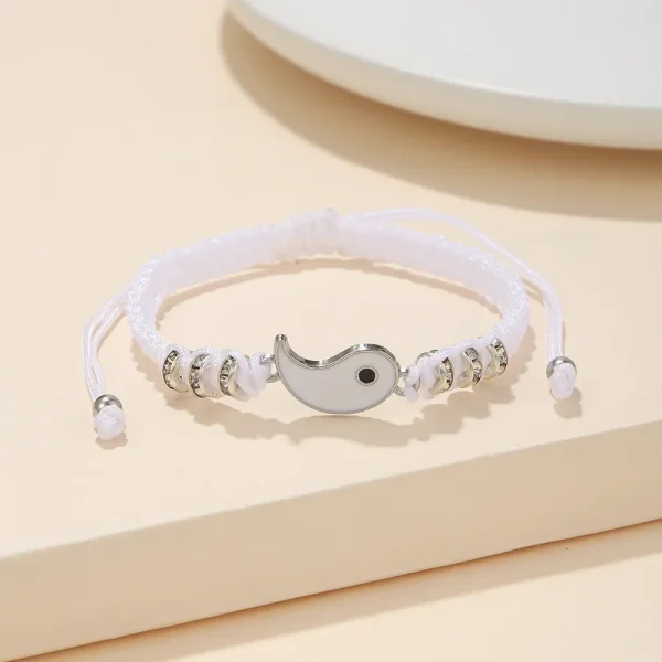 Jewelry Set Tai Chi Couple Bracelet Black White Rope Adjustable Chain Set Simple Style Daily Wear Friendship Jewelry Gift 4