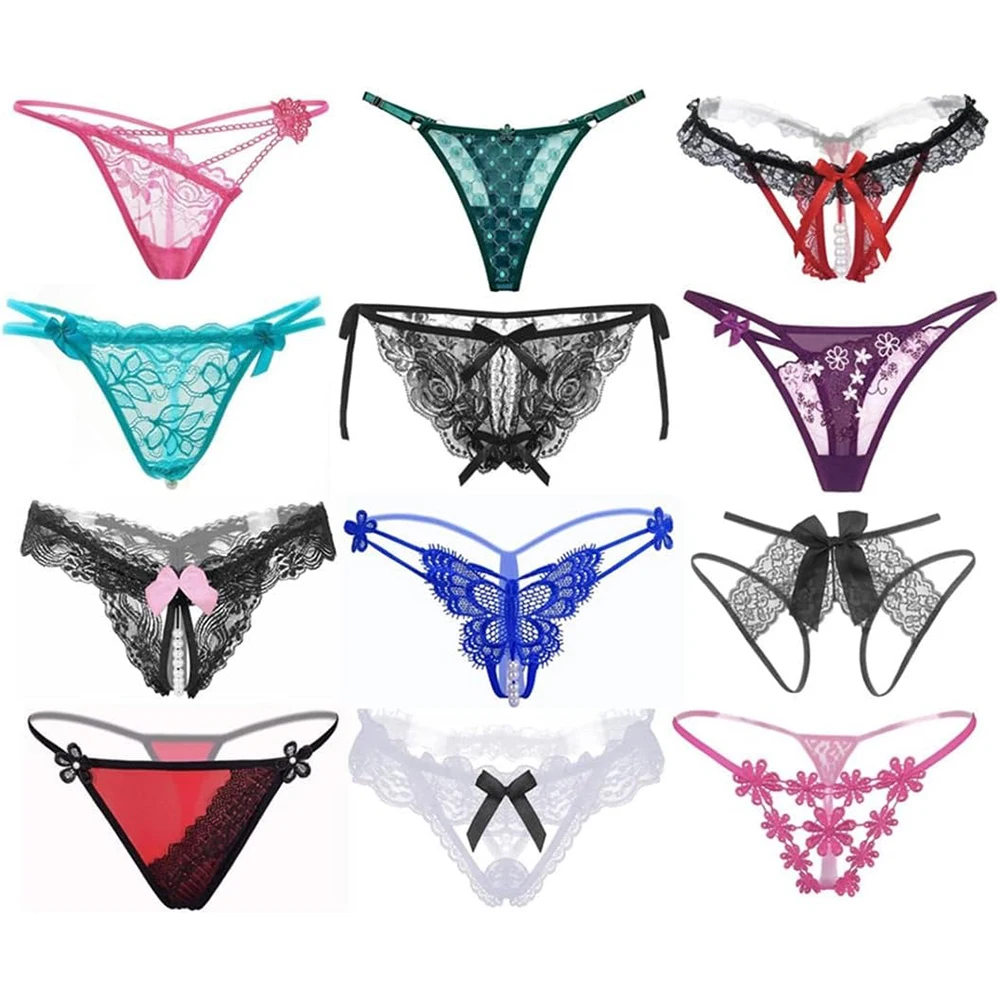 Sexy Briefs Low Waist G-String Hollow Anal Thin LGBT Underwear Seamless Erotic Panties Floral Embroidered Thong Lingerie Brief 1