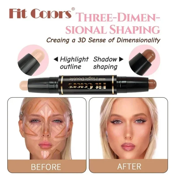 Double-ended Dual-purpose High-light Trimming Stick Three-dimensional Contour Nose Shadow Facial Shape Pencil Face Makeup Stick 4