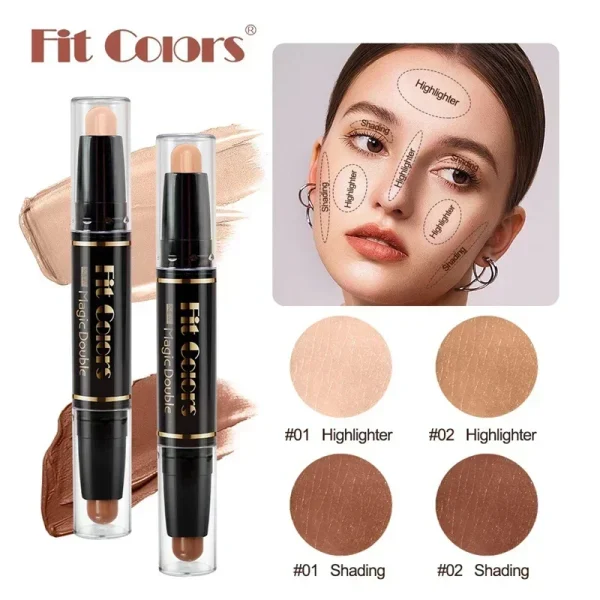 Double-ended Dual-purpose High-light Trimming Stick Three-dimensional Contour Nose Shadow Facial Shape Pencil Face Makeup Stick 3