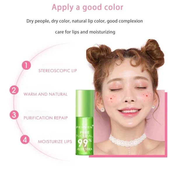 1PCS Moisturizing Natural Aloe Essence Lip Gloss Changable Color Portable Waterproof Long Lasting Nutritious Lips Care Lipstick 5