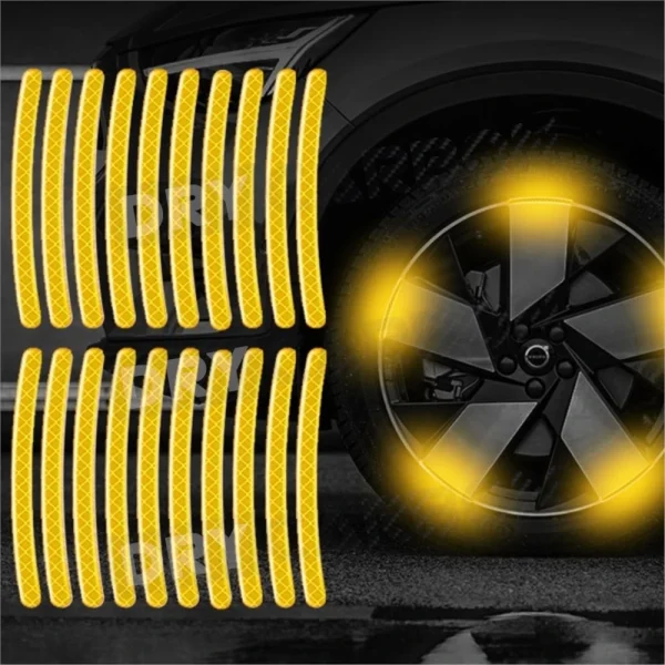 20pcs Car Wheel Hub Reflective Sticker Tire Rim Reflective Strips Luminous for Night Driving Car Bike Motorcycle Wheel Stickers 1