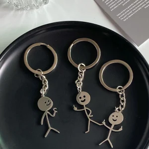 Funny Matchstick Men Keychain Middle Finger Heart to Heart Car Bag Pendant Key Ring Jewelry Couple Friend Gifts Wholesale брелок 1