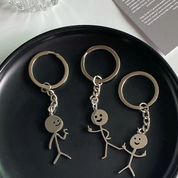 Funny Matchstick Men Keychain Middle Finger Heart to Heart Car Bag Pendant Key Ring Jewelry Couple Friend Gifts Wholesale брелок 1