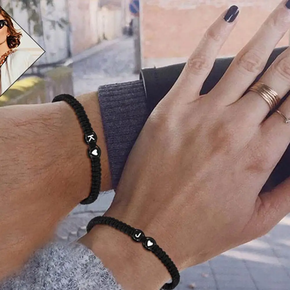 Letter Initial Heartstring Bracelet Hand Rope Woven Bracelet Girlfriend Bracelet Couple Bracelet A-Z Name Braided Bracelets 3