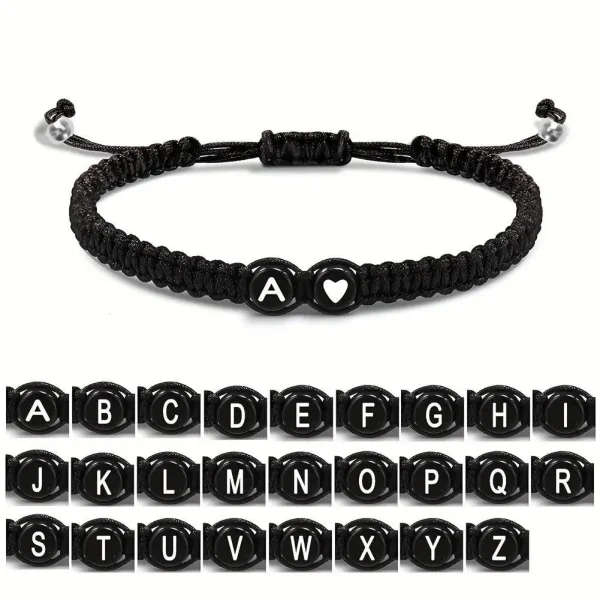 Letter Initial Heartstring Bracelet Hand Rope Woven Bracelet Girlfriend Bracelet Couple Bracelet A-Z Name Braided Bracelets 1