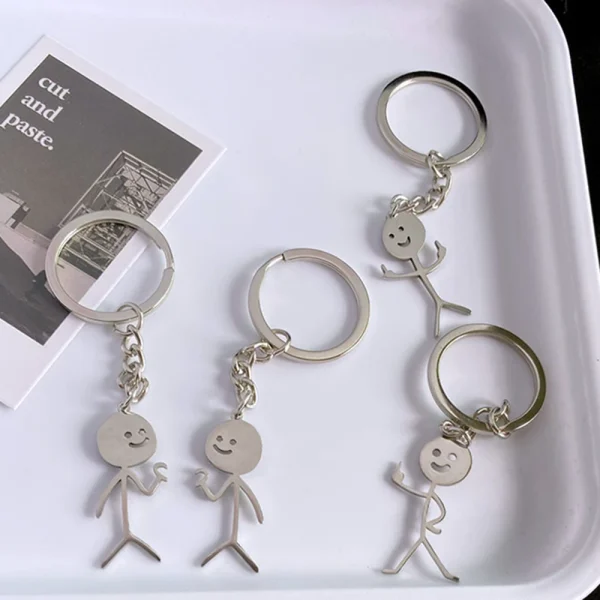 Funny Matchstick Men Keychain Middle Finger Heart to Heart Car Bag Pendant Key Ring Jewelry Couple Friend Gifts Wholesale брелок 4