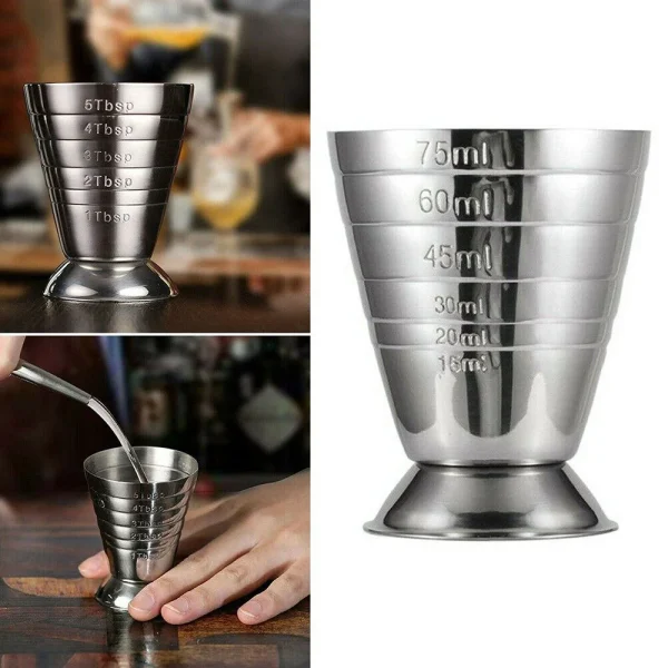 75ML Stainless Steel Measure Cup Cocktail Tool Bar Mixed Drink Cocktail Tools Bar Jigger Cup Barware Home Supply 1