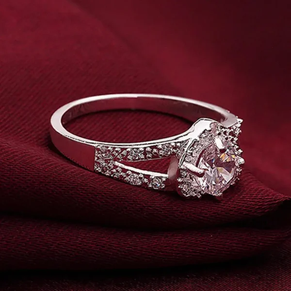 Women 925 Sterling Silver Crystal Love Heart Shaped Ring Bridal Wedding Jewelry 3