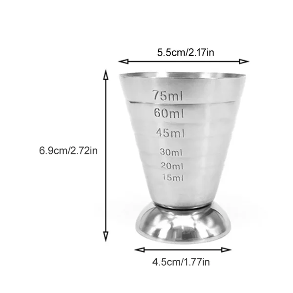 75ML Stainless Steel Measure Cup Cocktail Tool Bar Mixed Drink Cocktail Tools Bar Jigger Cup Barware Home Supply 2